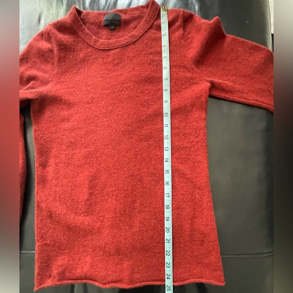 J. Crew 100% Italian Cashmere Burnt Orange Long Sleeve Tee M - Picture 8 of 11